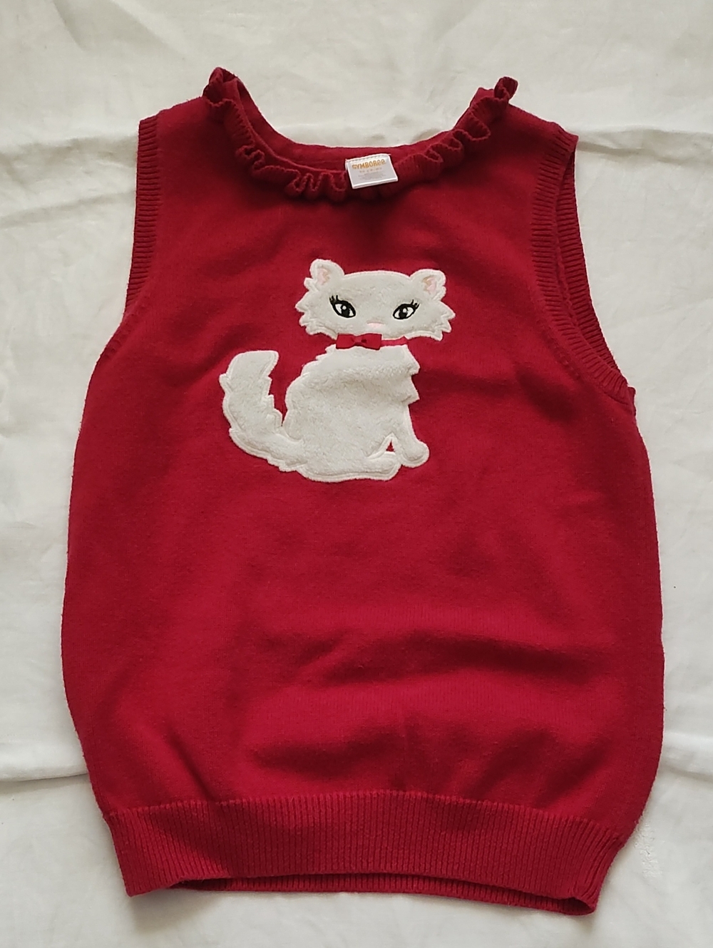 Gymboree Red Knit Cat Applique Pet Vest